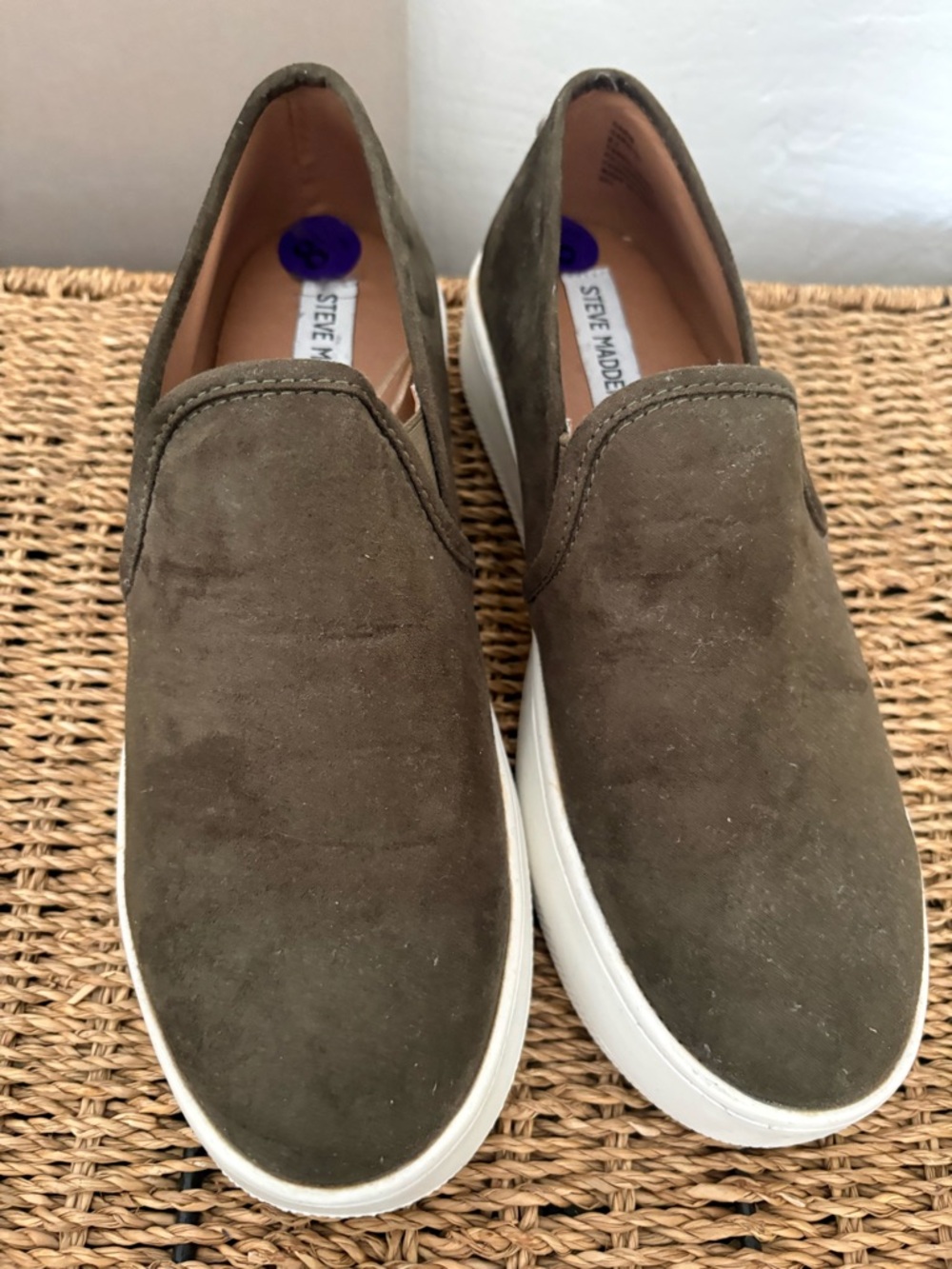 Steve Madden Olive Green Suede Slip-On Sneakers